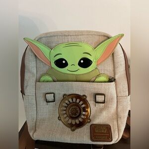 Loungefly Star Wars Grogu Beige and Green Backpack